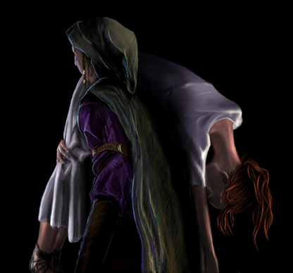 Zaya carrying woman in white dress